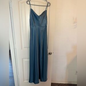Elegant Blue Satin Dress